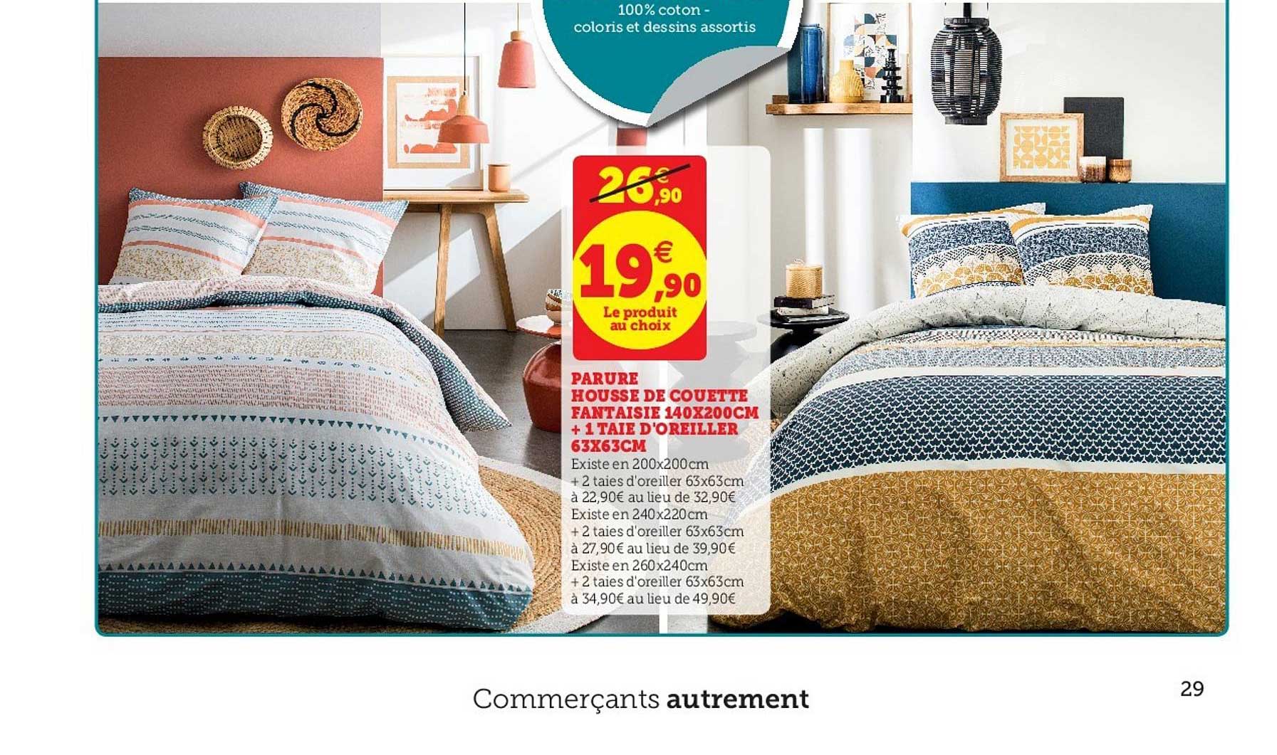 parure housse de couette fantaisie 140x200cm + 1 taie d'oreiller 63x63cm