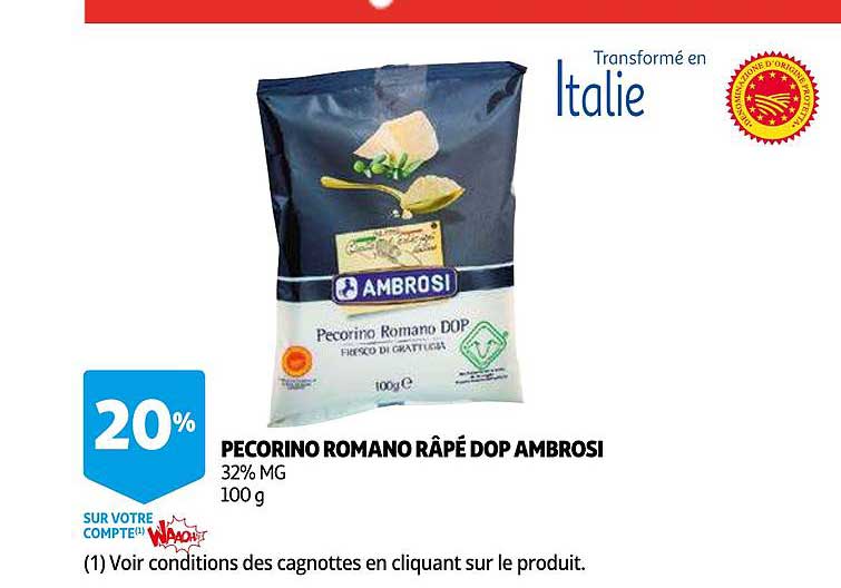 pecorino romano râpé dop ambrosi