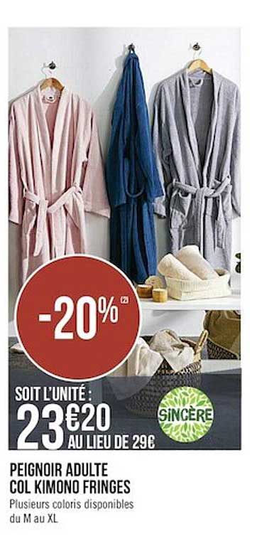peignoir adulte col kimono fringes