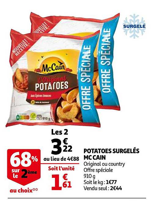 potatoes surgelés mc cain 68% sur le 2ème au choix