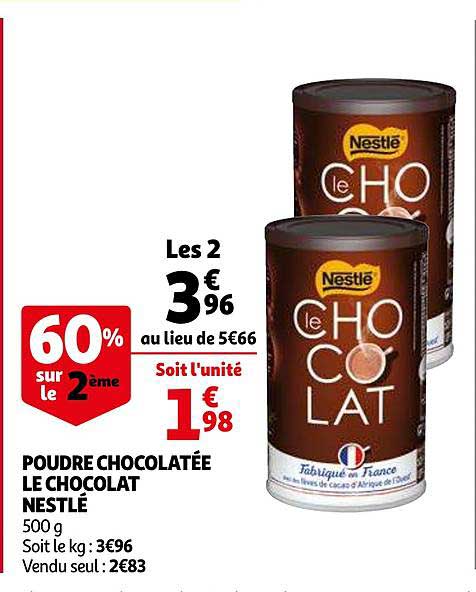 poudre chocolatée le chocolat nestlé 60% sur le 2ème
