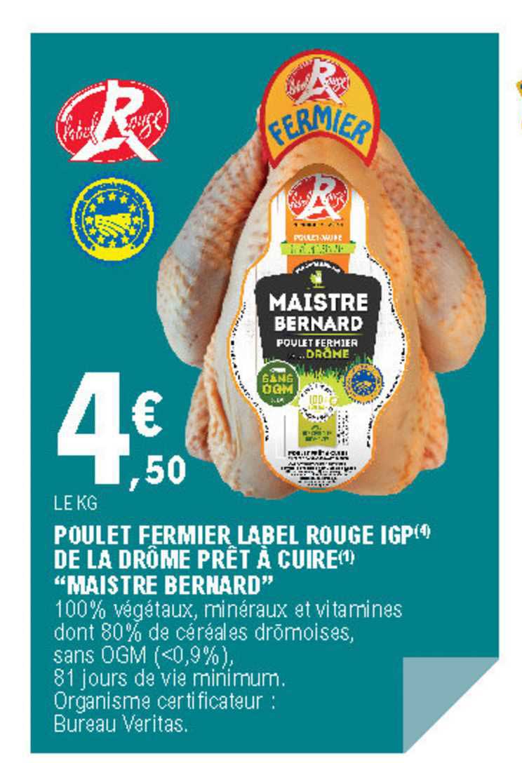 poulet fermier label rouge igp de la drôme prêt à cuire "maistre bernard"