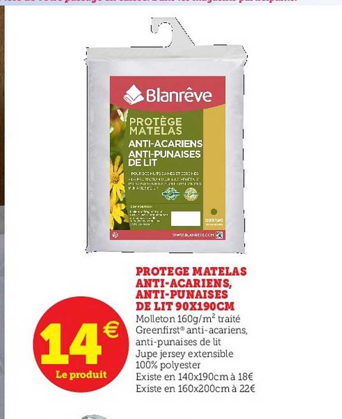 protège matelas anti acariens anti punaises de lit 90x190cm blanrêve