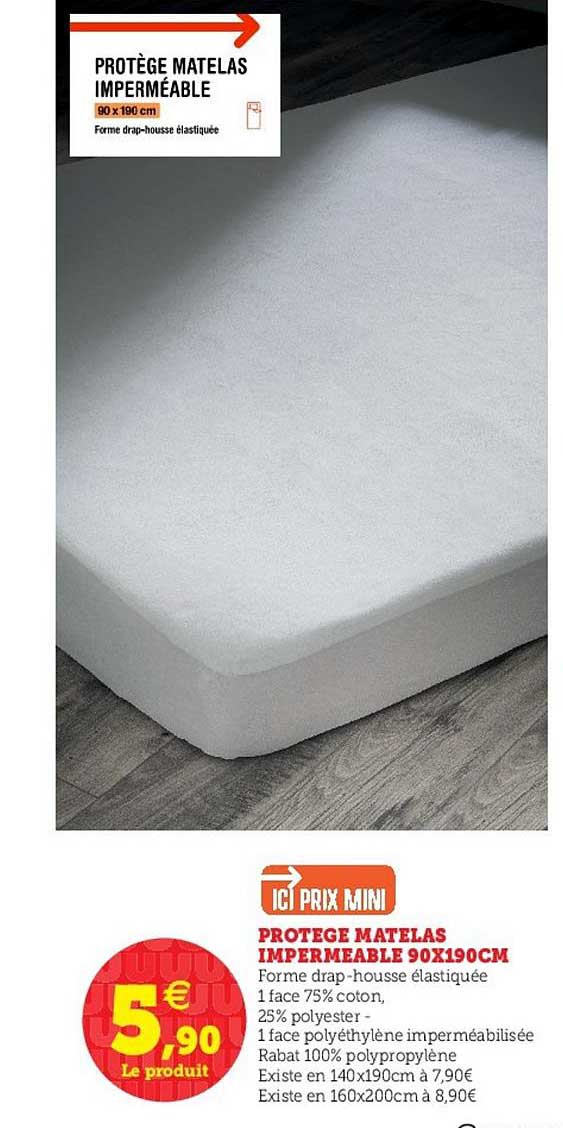 protège matelas imperméable 90x190cm