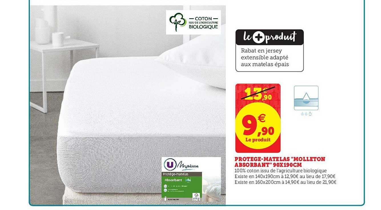 protège matelas molleton absorbant 90x190cm