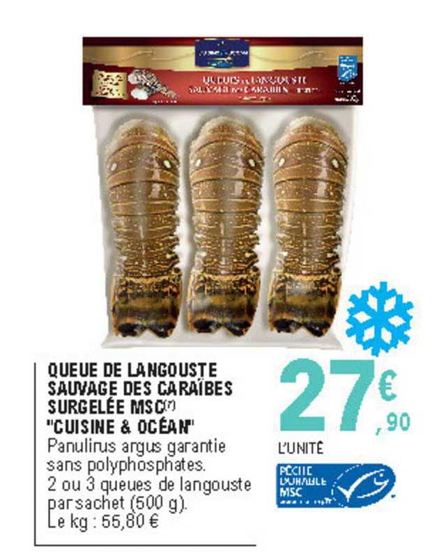 queue de langouste sauvage des caraïbes surgelée msc "cuisine & océan"