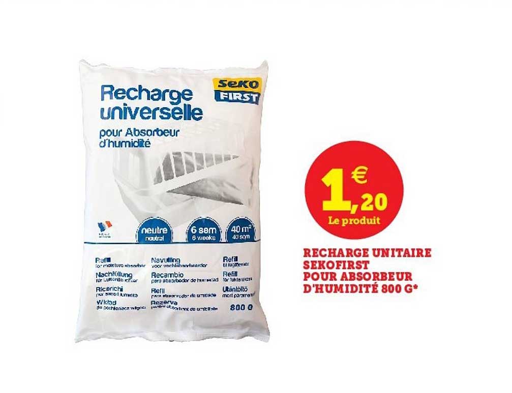 recharge unitaire sekofirst pour absorbeur d'humitidté 800 g