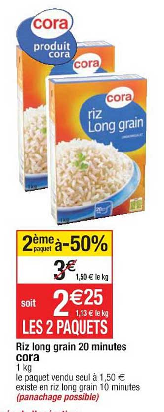 riz long grain 20 minutes cora