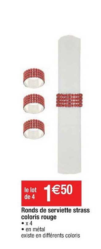 ronds de serviette strass coloris rouge