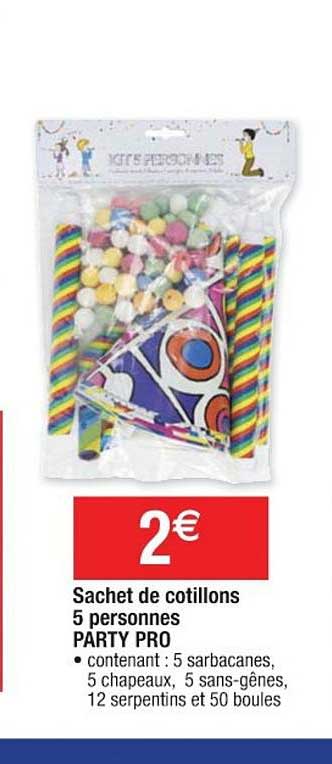 sachet de cotillons 5 personnes party pro