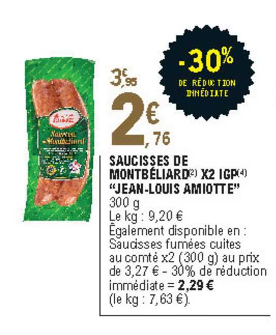 saucisses de montbéliard x2 igp "jean-louis amiotte"