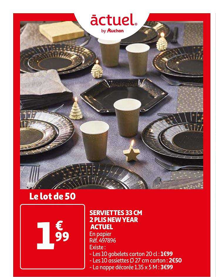 serviettes 33 cm 2 plis neuw year actuel