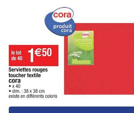 serviettes rouges toucher textile cora