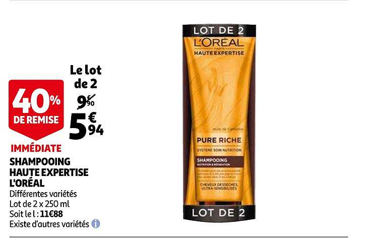 shampooing haute expertise l'oréal 40% de remise immédiate