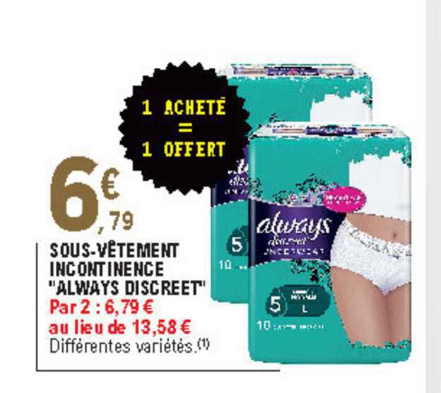 sous-vêtement incontinence "always discreet"