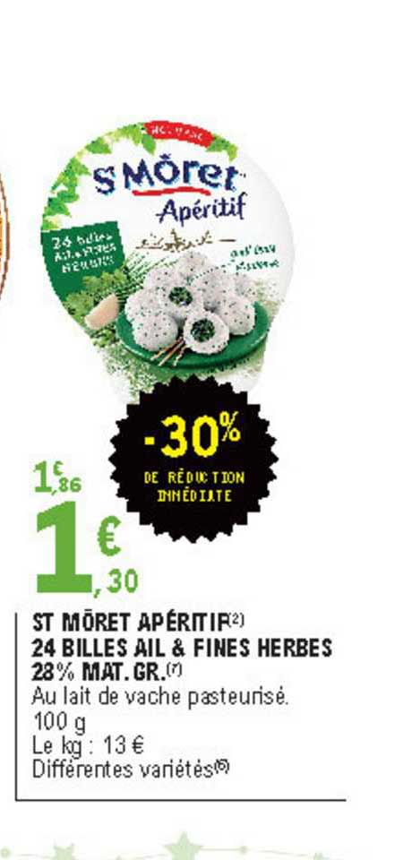 st môret apéritif 24 billes ail & fines herbes 28% mat. gr.