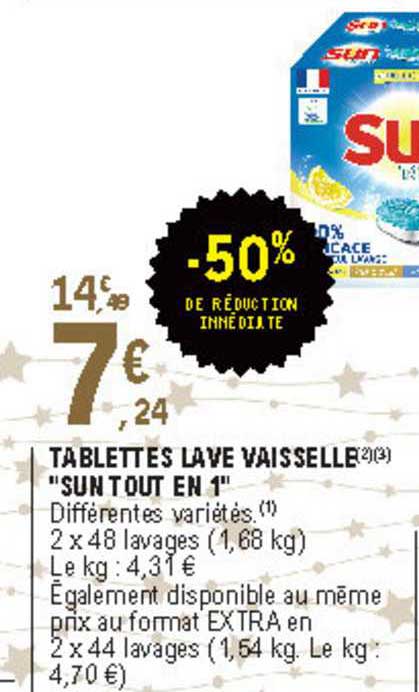 tablettes lave vaisselle "sun tout en 1"