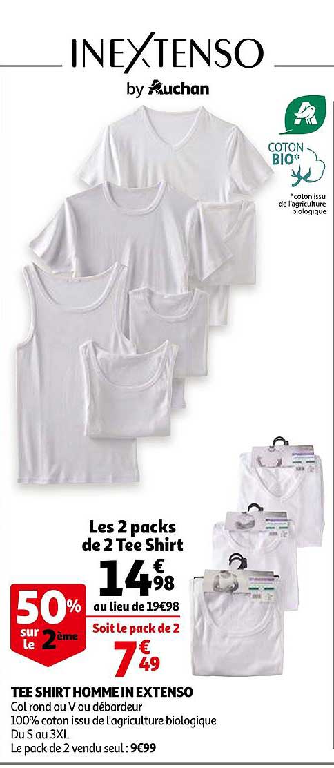tee shirt homme in extenso 50% sur le 2ème