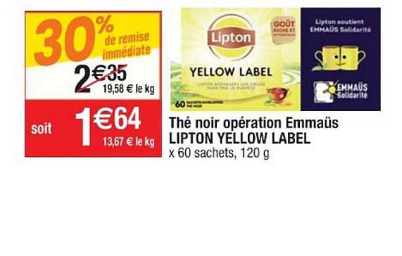 thé noir opération emmaüs lipton yellow label