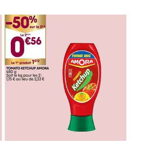 tomato ketchup amora -50% sur le 2ème