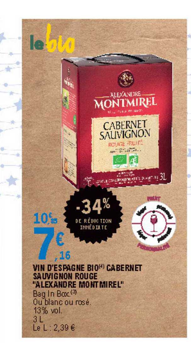 vin d'espagne bio cabernet sauvignon rouge "alexandre mont mirel"