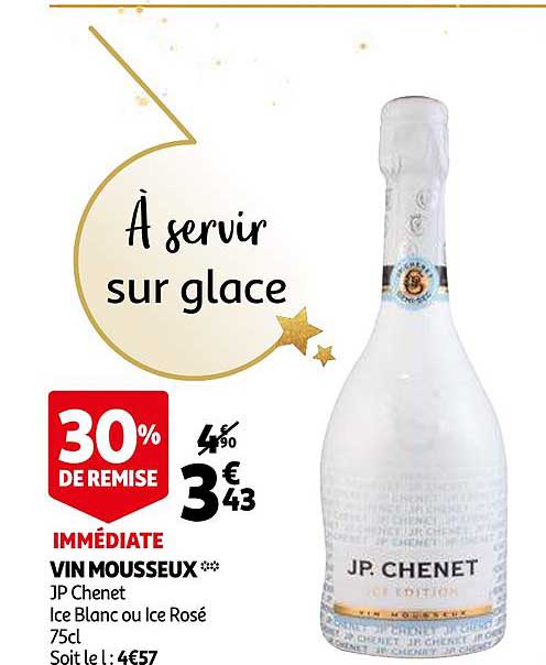 vin mousseux jp chenet ice blanc ou ice rosé 30% de remise immédiate