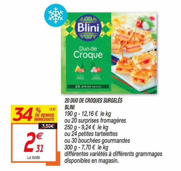 20 duo de croques surgelés blini