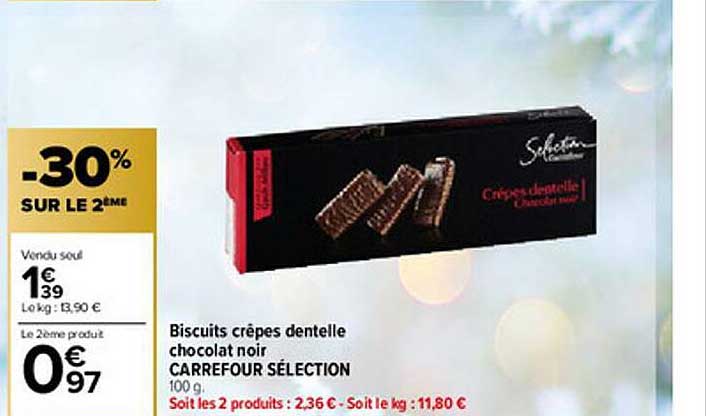 Biscuits Crêpes Dentelle Chocolat Noir Carrefour Sélection