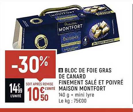 Bloc De Foie Gras De Canard Finement Salé Et Poivré Maison Montfort