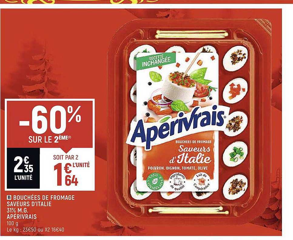 bouchées de fromage saveurs d'italie 31% m.g. apérivrais