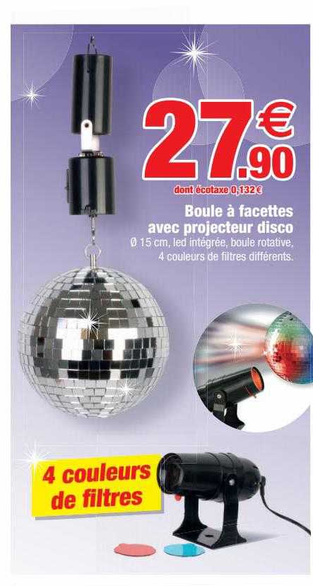 boule à facettes avec projecteur disco