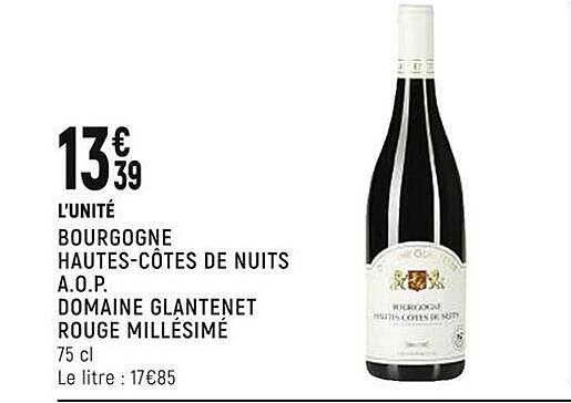 bourgogne hautes-côtes de nuits a.o.p. domaine glantenet rouge millésimé