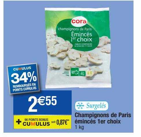 champignons de paris émincés 1er choix