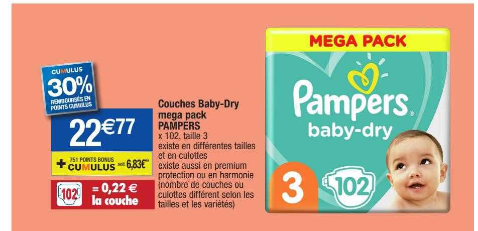 couches baby-dry méga pack pampers