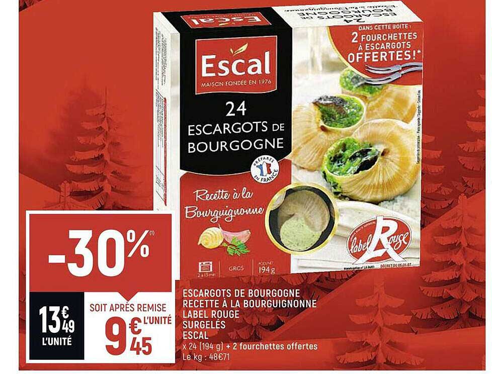 escargots de bourgogne recette à la bourguignonne label rouge surgelés escal