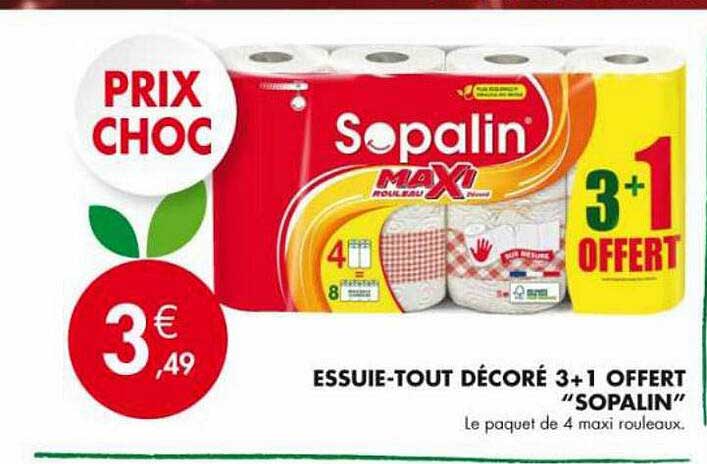 essuie-tout décoré 3+1 offert "sopalin"