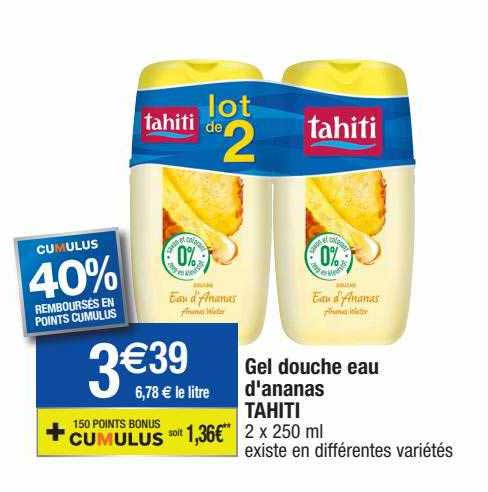 gel douche eau d'ananas tahiti