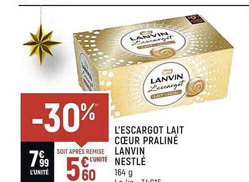l'escargot lait cœur praliné lanvin nestlé