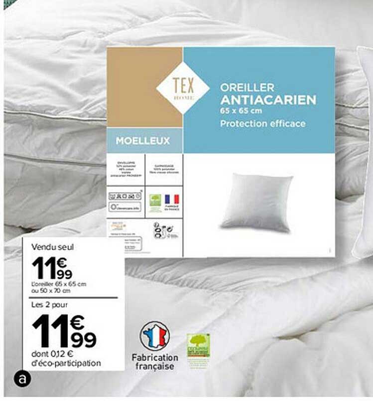 l'oreiller 65 x 65 cm