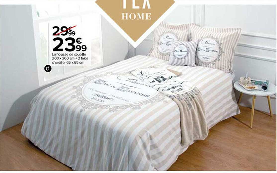la housse de couette 200 x 200 cm + 2 taies d'oreiller 65 x 65 cm tex home