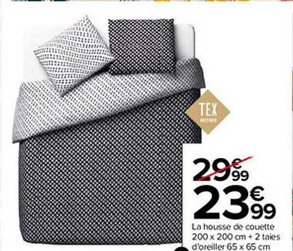 la housse de couette 200 x 200 cm + 2 taies d'oreiller 65 x 65 cm tex home
