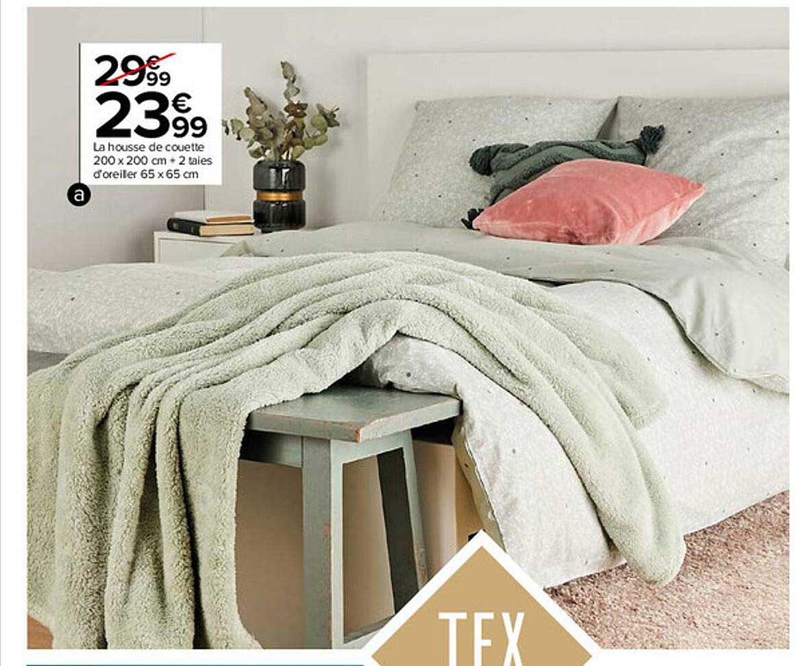 la housse de couette 200 x 200 cm + 2 taies d'oreiller 65 x 65 cm tex home