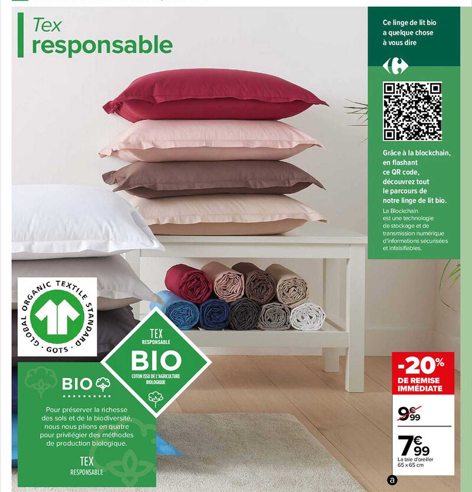 la taie d'oreiller 65 x 65 cm