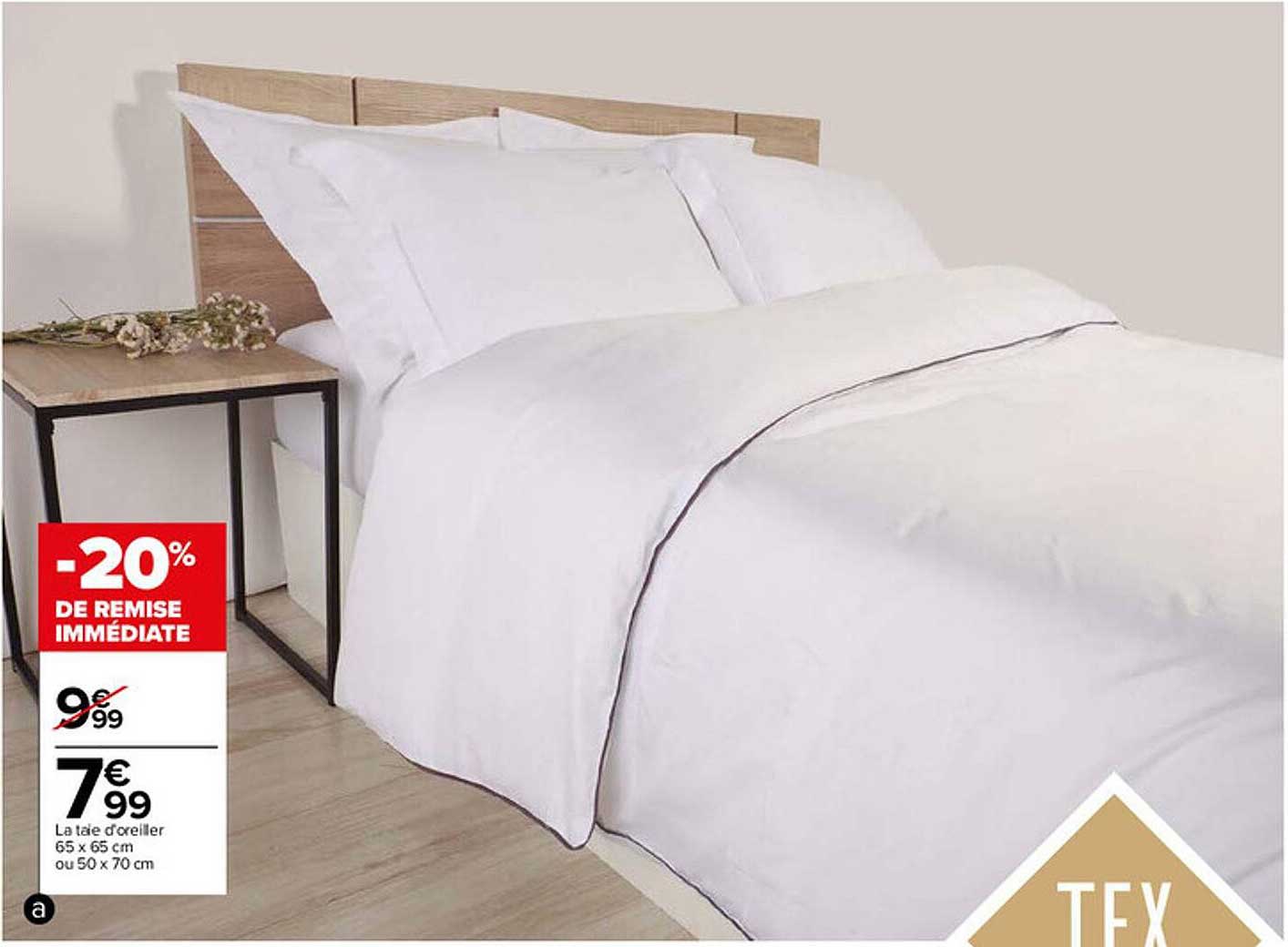 la taie d'oreiller 65 x 65 cm ou 50 x 70 cm
