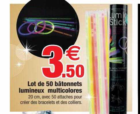 Lot De 50 Bâtonnets Lumineux Multicolores