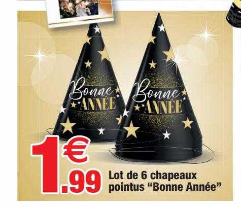 lot de 6 chapeaux pointus "bonne année"