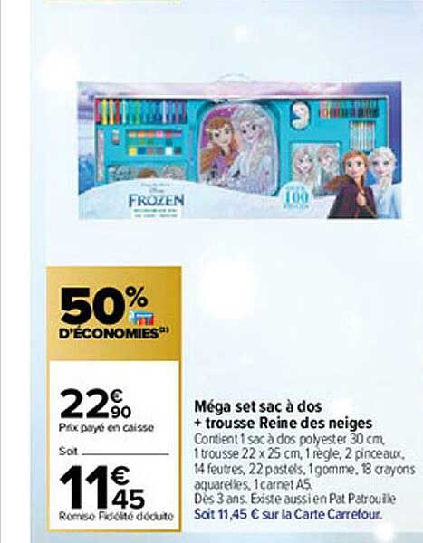 méga set sac à dos + trousse reine des neiges