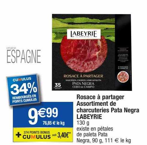 rosace à partager assortiment de charcuteries pata negra labeyrie