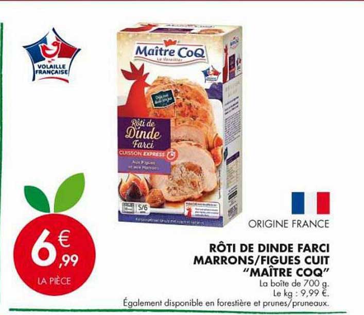 rôti de dinde farci marrons-figues cuit "maître coq"