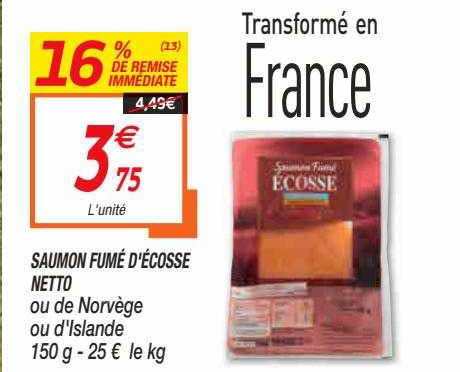 saumon fumé d'écosse netto